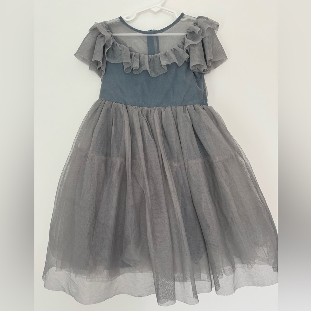 Mini Boden 5-6 girls tulle dress gray VGUC